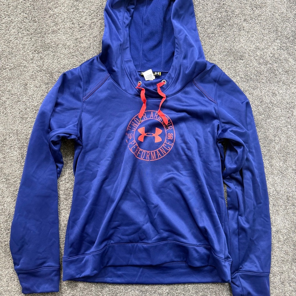 Under Armour Womens XL Blue Performance Graphic Hoodie Sweatshirt Semi-Fitted